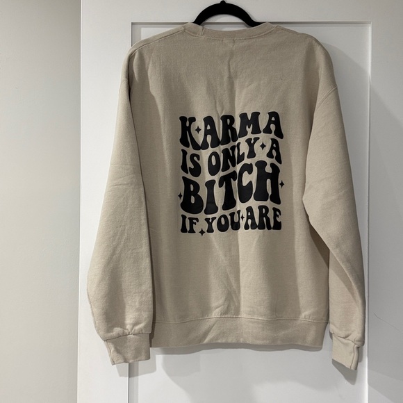 Karma Crewneck Beige Graphic Sweatshirt - Picture 3 of 5